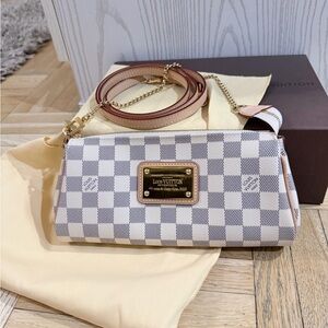 Louis Vuitton Gray and Cream Checkered Clutch
